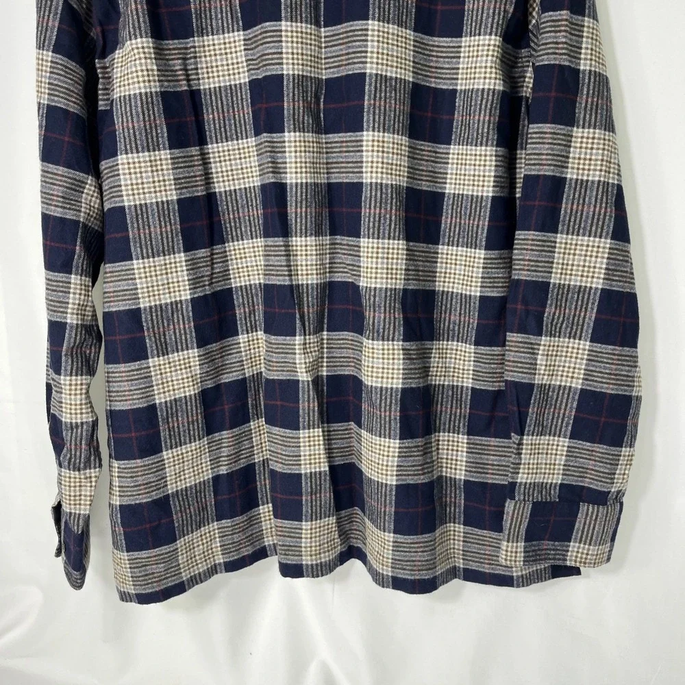 Banana Republic Emiliano Utility Shirt‎ Flannel Men's Navy Plaid Sz XXL SOFT - Picture 7 of 7